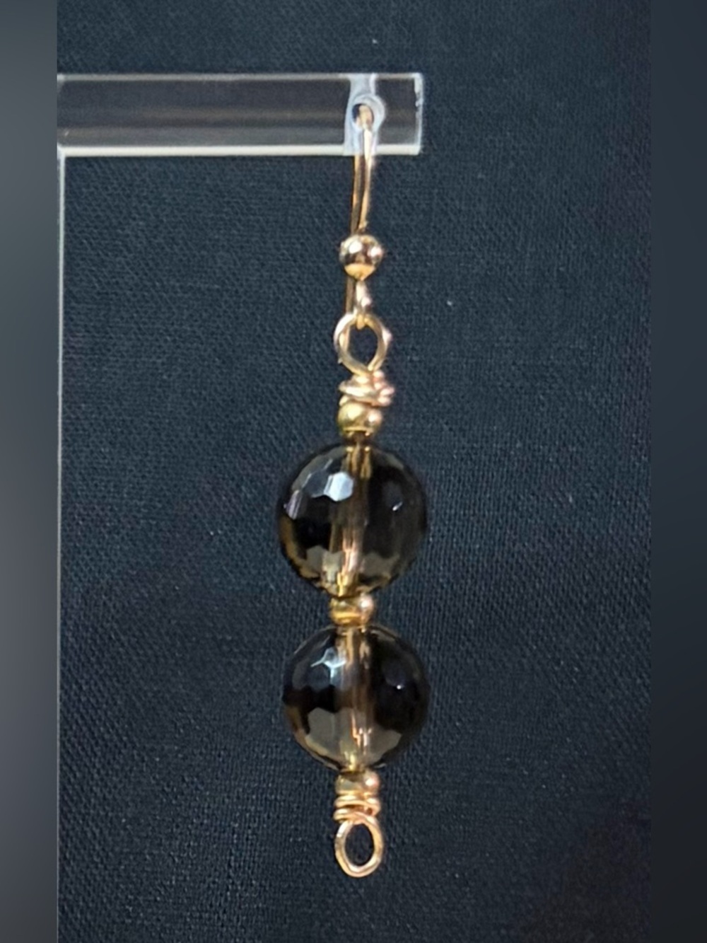 14K GF Smokey Quartz Artisan Hand Crafted Dangle Earrings - Picture 4 of 7